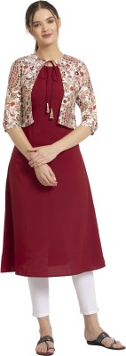 ALC Creations Women Embroidered A-line Kurta(Maroon)