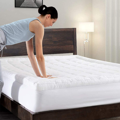 Comfowell Mattress Topper Single Size Stretchable, Waterproof Mattress Cover(White)