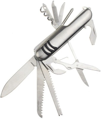 AlexVyan Pocket Swiss Knife 11 In 1 Stainless Steel Multi Functional Swiss Army Style Knife - (Silver) 11 Multi-utility Knife(Silver)