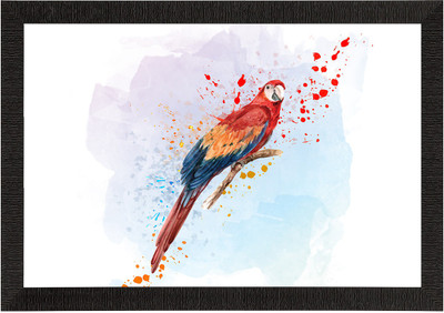 eCraftIndia Colorful Parrot Satin Matt Texture UV Art Painting Ink 10 inch x 14 inch Painting(With Frame)