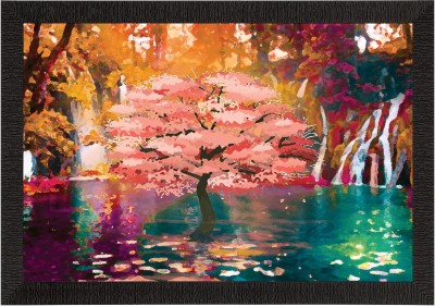 eCraftIndia Beautiful Artistic Scenic Waterfall View Satin Matt Texture UV Art Painting Ink 10 inch x 14 inch Painting(With Frame)