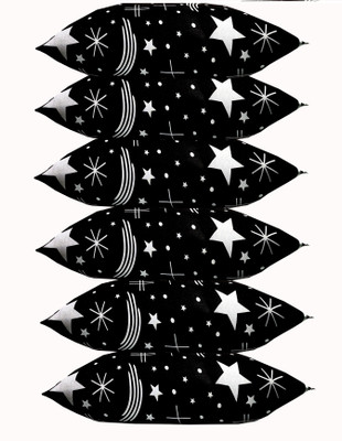 PALVIT Microfibre Abstract Sleeping Pillow Pack of 6(Black)