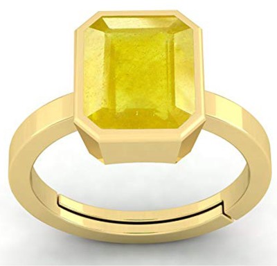 Oneshivagems 5.25 Ratti Natural Certified Yellow Sapphire Gemstone Panchdhatu Stone Sapphire Gold Plated Ring