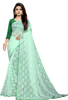 Vidula Self Design Bollywood Net Saree(Light Green)