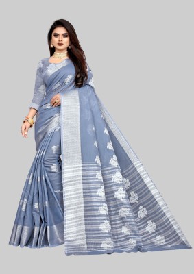 pragati creation Self Design Bollywood Cotton Blend Saree(Grey)