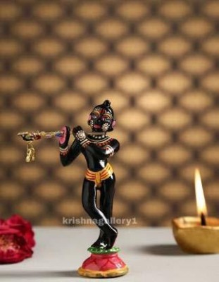 Idolsplace Brass Astadhatu Black Krishna Statue for Pooja Room Murti Gift Idol 200gm Decorative Showpiece  -  6 cm(Brass, Black)