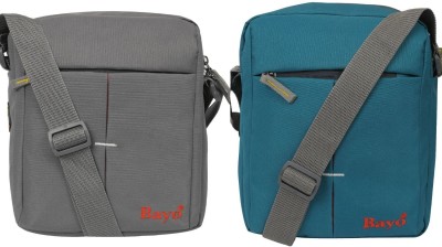 bayo Black, Grey Sling Bag Grey & Sky Blue Men Sling Bag(Pack of 2)