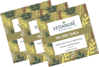 Vedanum Handmade Shea Butter Soap with Milk Cream Fortified Luxury Bathing Bar Combo Pack(3 x 75 g)