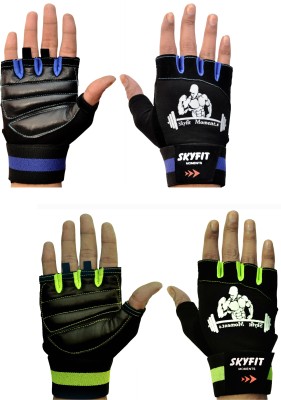 SKYFIT COMBO PACK 2 Strong Wrist support Gym Sports Gloves For men and Women Gym & Fitness Gloves(Multicolor)