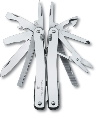 Victorinox Swiss Army Knife Swiss Tool Spirit X, Including a Plier in a Leather Pouch 25 Multi-utility Knife(Silver)