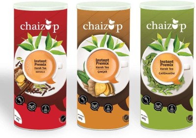 chaizup Instant Premix Tea Combo Pack of Masala,Ginger & Cardamom (3X1kg) Ready to drink hot homelike tea. Easy to Make Tea. Authentic India Tea. Tea with Aroma and Taste. Instant Tea Tin(3 x 1 kg)
