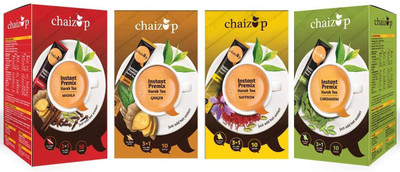 chaizup Instant Cardamom,Masala,Ginger & Saffron Premix Tea - Pack of 4 X 10 Sachets of Karak Ready to Drink Chai with Low Sugar, hot instant tea anytime anywhere. Easy to Make Tea. Authentic India Tea. Tea with Aroma and Taste. Instant Tea Box(4 x 140 g) chaizup Instant Cardamom,Masala,Ginger & Saffron Premix Tea - Pack of 4 X 10 Sachets of Karak Ready to Drink Chai with Low Sugar, hot instant tea anytime anywhere. Easy to Make Tea. Authentic India Tea. Tea with Aroma and Taste. Instant Tea Box(4 x 140 g)