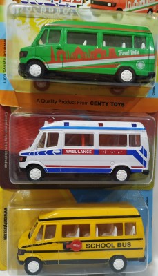 centy AMBULANCE , SCHOOL BUS & TRAVEL INDIA combo pack of 3(White, Green, Yellow, Pack of: 3)