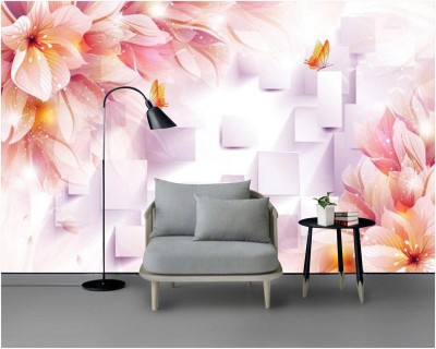 TheBlackstone Floral & Botanical Pink, White Wallpaper(100 cm x 45 cm)