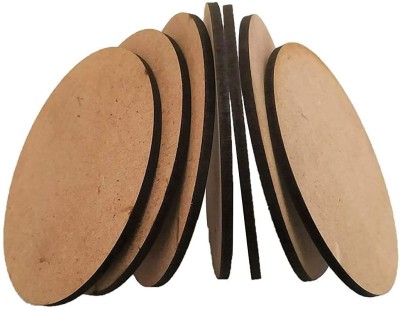 DI-KRAFT Round Reversible Wood Coaster Set(Pack of 7)