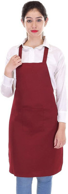 SWITCHON Cotton Home Use Apron - Free Size(Maroon, Single Piece)