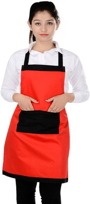 SWITCHON Cotton Home Use Apron - Free Size(Red, Single Piece)