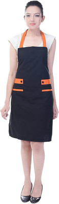 SWITCHON Polyester Home Use Apron - Free Size(Black, Orange, Single Piece)