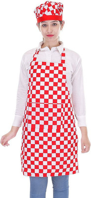 SWITCHON Cotton Home Use Apron - Free Size(Red, Single Piece)