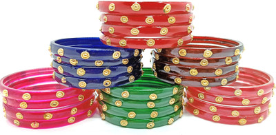 Soniaa Creation Glass Gold-plated Bangle Set(Pack of 24)