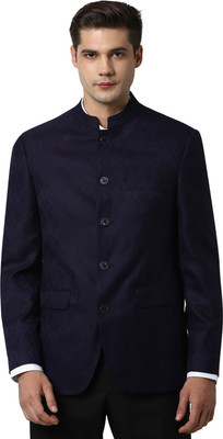 PETER ENGLAND Solid Single Breasted Formal Men Blazer(Blue)