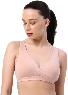 SOIE Woman's Non-Padded Non-Wired Lounge Bra Women Training/Beginners Non Padded Bra(Pink)