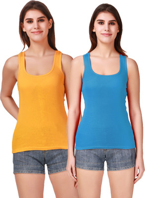 17.Hills Casual Solid Women Blue, Yellow Top