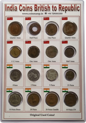 Coins & Stamps Coins and Stamps British India and Republic India Coins set of 16 Coins Medieval Coin Collection(16 Coins)