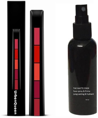 URBEN QUEEN Fab 5 ( five in one lipstick ) plus makeup fixer ( set of 2 )(2 Items in the set)