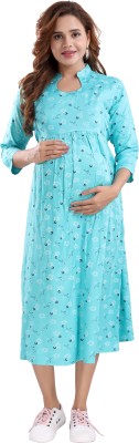 mamma's maternity Women A-line Light Blue Dress