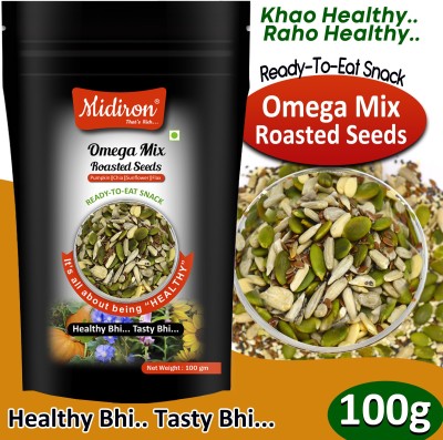 Midiron Omega Mix Seed, Super seed Mixed, Roasted 4-in-1 Healthy seed Pack, (Pumpkin, Flax, Chia, Sunflower) Ready to eat Snack (100 Gm) Pumpkin Seeds, Sunflower Seeds, Brown Flax Seeds, Chia Seeds(100 g)