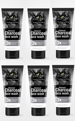 ZORDAN Charcoal  (Pack of 6) Face Wash(360 ml)