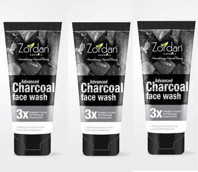 ZORDAN Charcoal  (Pack of 3) Face Wash(180 ml)