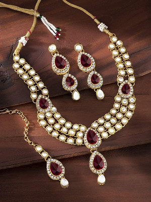 I Jewels Alloy Gold-plated Red, Gold Jewellery Set(Pack of 1)