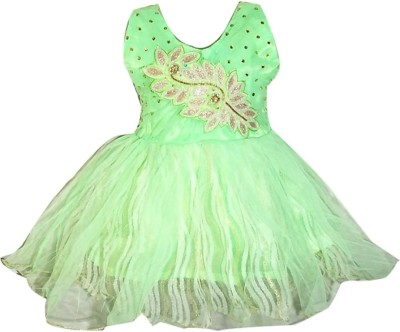 NKG FASHION Indi Baby Girls Midi/Knee Length Festive/Wedding Dress(Green, Sleeveless)