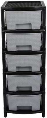 AK HUB Utensil Kitchen Rack Plastic Multipurpose Use 5 Layer Storage Plastic Free Standing Chest of Drawers ( Grey )
