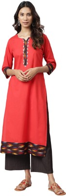 Jaipur Attire Women Printed Straight Kurta(Red)