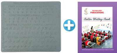 AKSHARABHYAS English Better Writing Book and English Slate with letters in grooves(Grey)