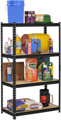 SMART SLIDE Boltless Folding 4-Shelves Heavy Duty Steel Slotted Angle Storage Rack/ Adjustable Height Shelving Unit / Multi Use Durable Storage Organizer for Home-Workshop- Garage-Shopping Mall & Warehouse (4.5[H] x 2[W] x 1[D] Feet) Luggage Rack