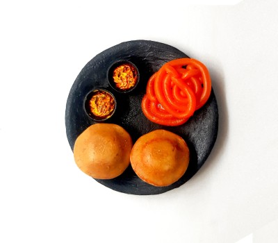 the monumet shop ALOO PURI and JALEBI plate fridge magnet miniature food 3D fridge magnet best souvenir gift Fridge Magnet, Door Magnet, Magnetic Paper Holder, Kitchen Organiser Magnet, Multipurpose Office Magnets Pack of 1