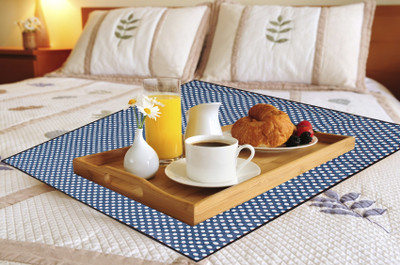 LITHARA Square Pack of 1 Table Placemat(Blue, White, PVC)