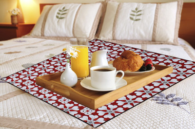 LITHARA Square Pack of 1 Table Placemat(Maroon, White, PVC)