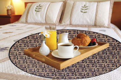 LITHARA Round Pack of 1 Table Placemat(Gold, Grey, PVC)