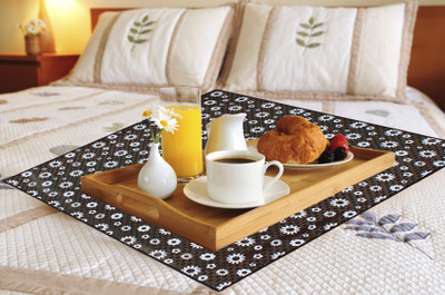LITHARA Square Pack of 1 Table Placemat(Black, White, PVC)