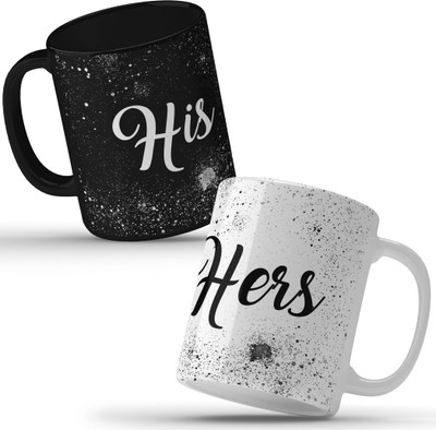 Unbounded Company His And Hers Ceramic Coffee Mug(325 ml, Pack of 2)