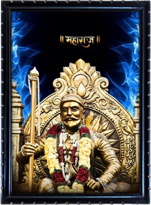 mperor The Great Warrior Shivaji Maharaj Religious , Art Print With Laminated And High Quality Wood Frame 17.5 inch x 12.31 inch Painting Digital Reprint 16 inch x 12.31 inch Painting(With Frame)
