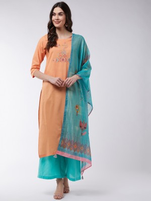 PANNKH Embroidered Kurta, Palazzo & Dupatta Set