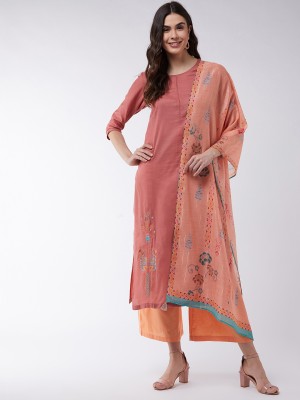 PANNKH Embroidered Kurta, Palazzo & Dupatta Set