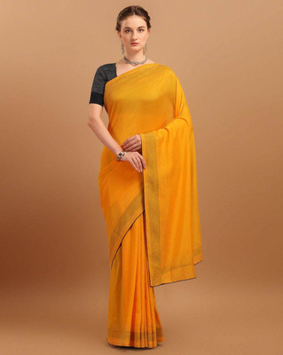 MM VENTURE Embellished Bollywood Art Silk Saree(Orange)