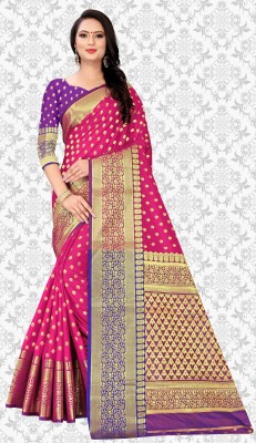 Divastri Woven Kanjivaram Art Silk Saree(Magenta, Gold)